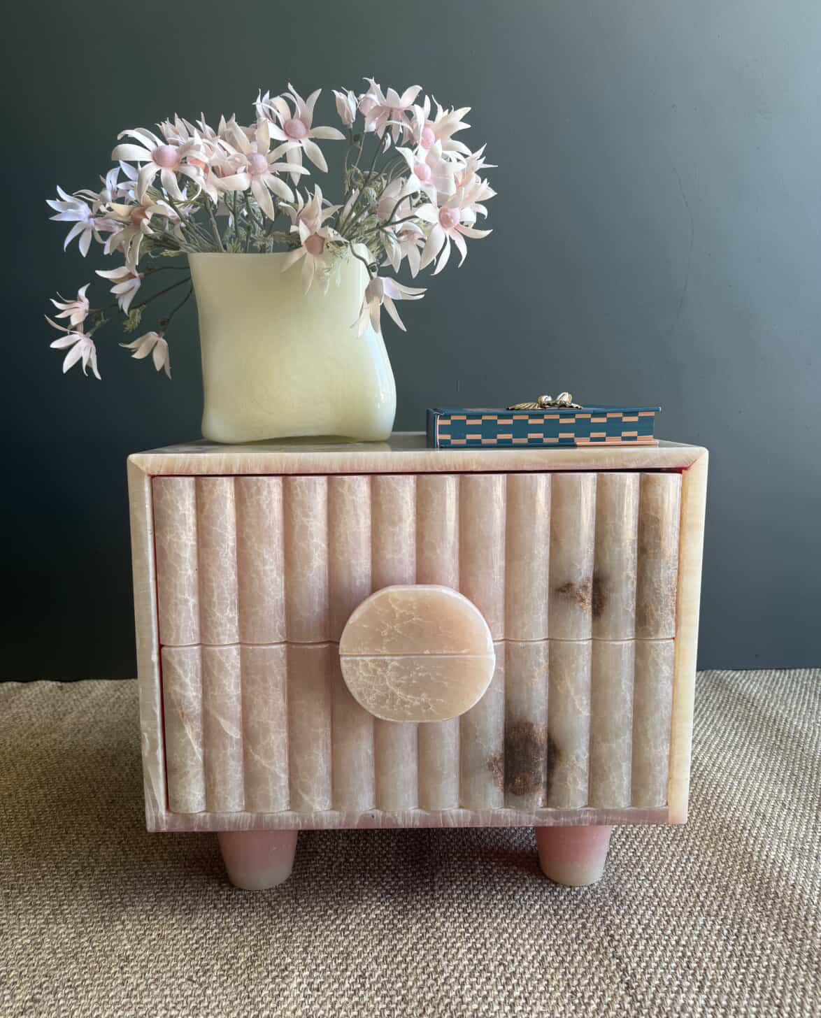 HC Homewares pink onyx bedside table, crafted from natural onyx materials, designed to elevate your bedroom interior.