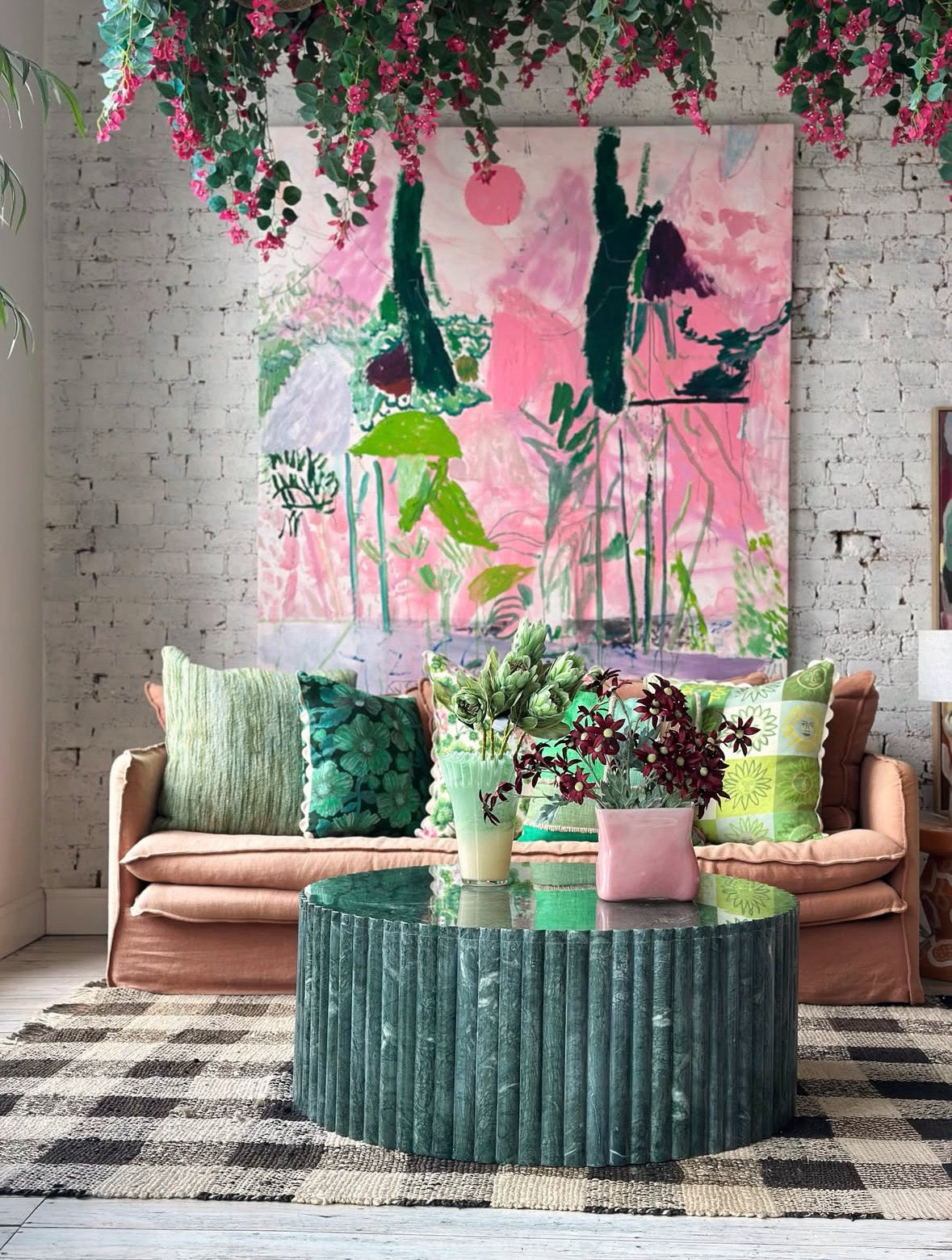 HC Homewares green, marble fluted coffee table, displayed at Jumbled in Orange, NSW, 2800