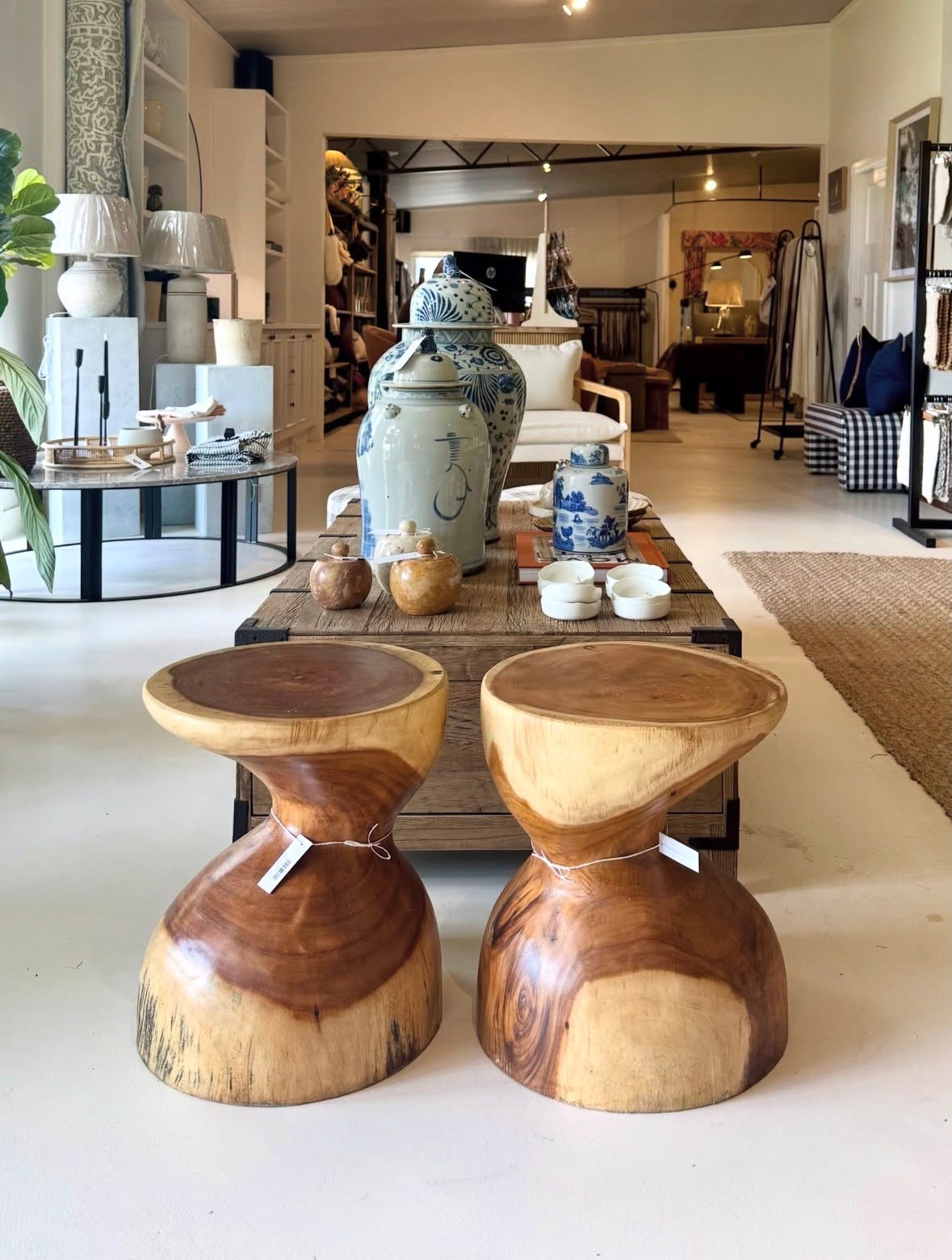 HC Homewares Timber Stools, crafted from natural wood and finished with a protective treatment.